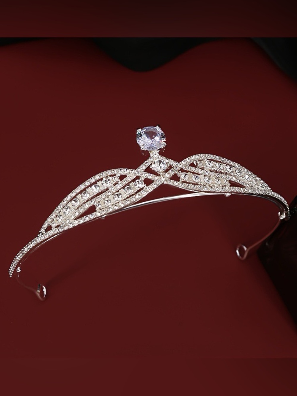 Silver Crystal Bridal Tiara - Elegant Rhinestone Headpiece